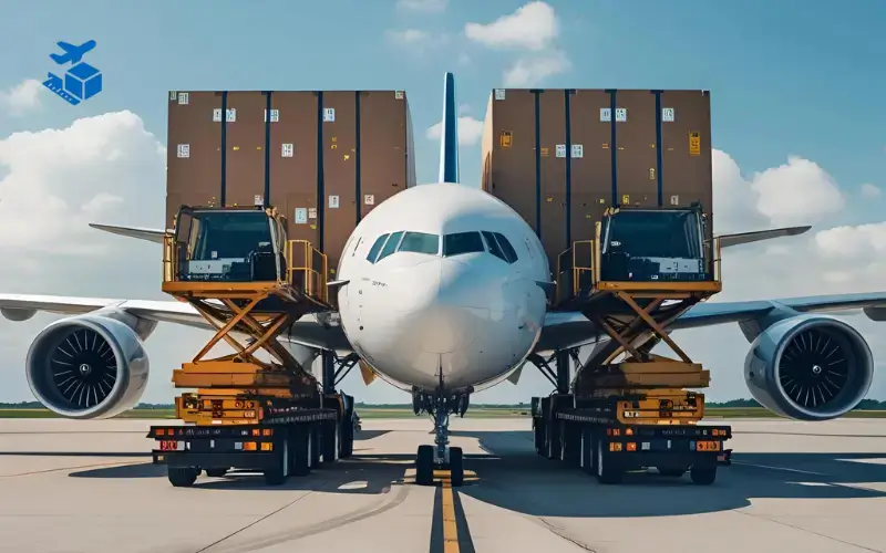 Air freight cargo being measured for volumetric weight calculation