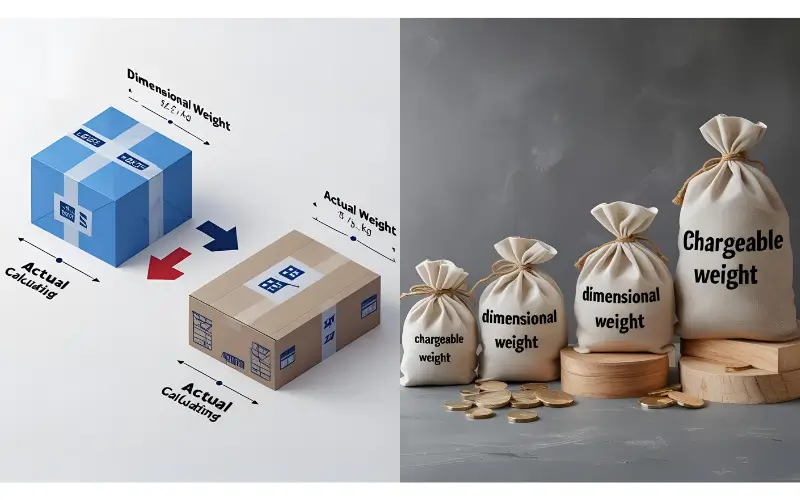 Chargeable Weight = The greater of Actual Weight vs. Volumetric weight